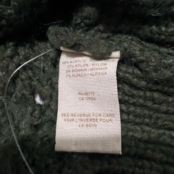 Free People Boho Cottagecore Crochet Olive Hooded Sweater | Dolman Earthy Knit - Picture 10 of 15